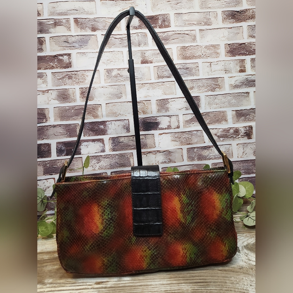 Vintage Park Ave Int'l Snakeprint Colorful Black Strap Small Shoulder Bag